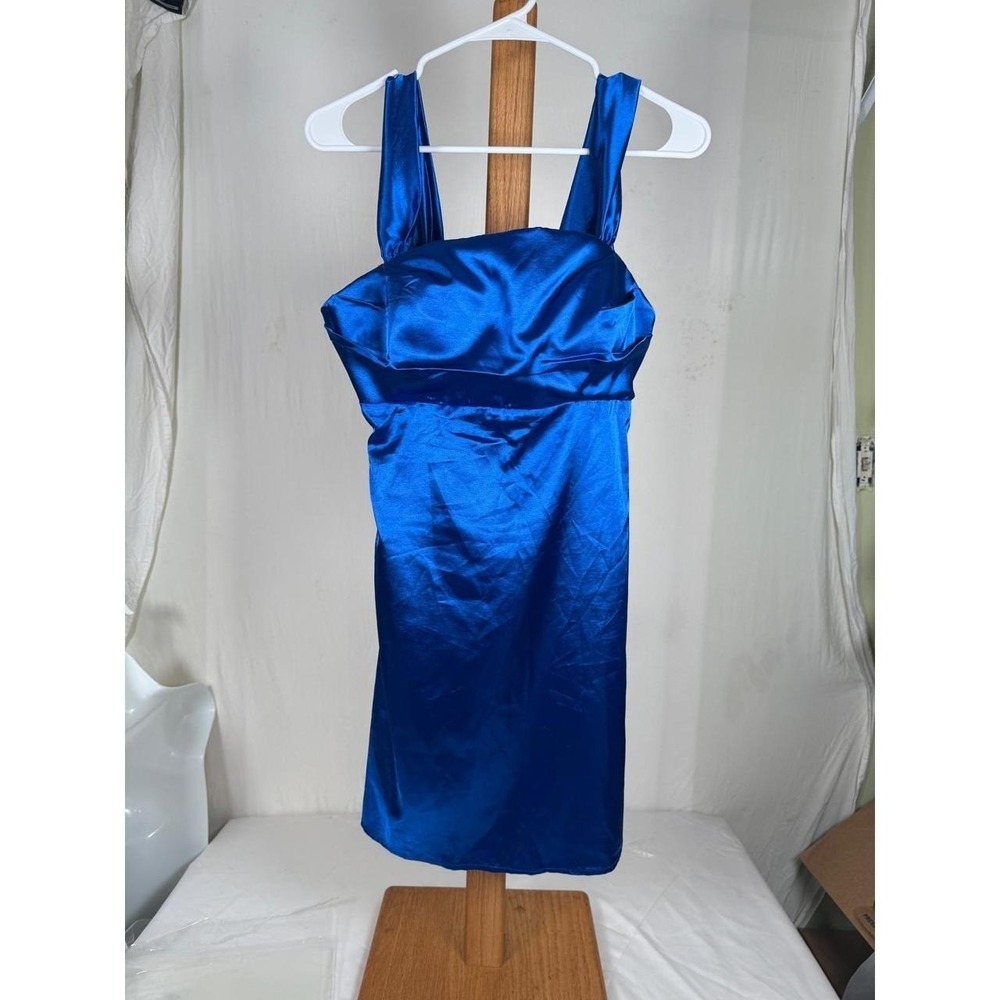 Royal Blue Satin Lace Up Back Mini Cocktail Dress Size 8
